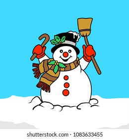 Cute Editable snowman vector background 