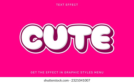 Cute editable text effect with 3d style. Text emblem for advertising, branding, business logo