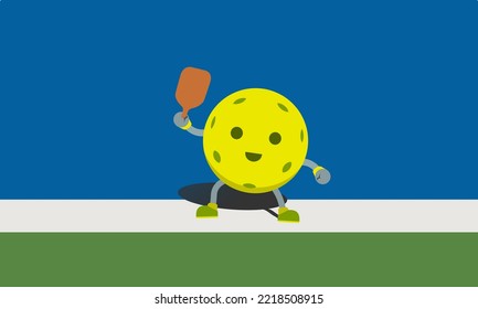 Cute Editable Vector Pickleball character background for any design purpose