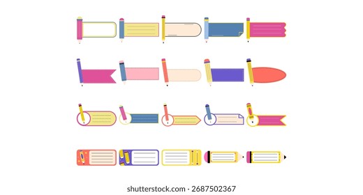 Pacote de Ilustração de Rótulo de Educação Bonito
