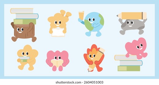 Cute Educational mascot Character Set