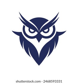 Cute Educational Owl Logo Isolated on White Background