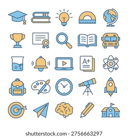 cute education-related vector icon set