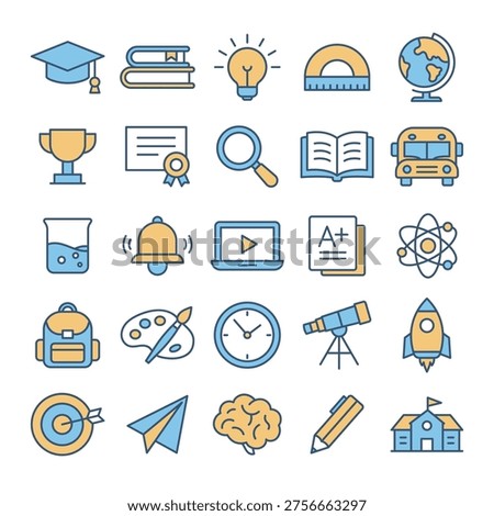 cute education-related vector icon set