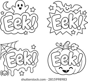 Cute EEK Halloween Typography Outline Vector Collection