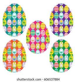 cute egg and bunny pattern on eggs clipart