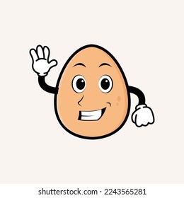 Cute egg cartoon mascot character. Food mascot style illustration concept