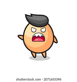 cute egg cartoon in a very angry pose , cute style design for t shirt, sticker, logo element
