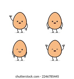 cute egg character cartoon mascot vector illustration collection, great for food, kids and others