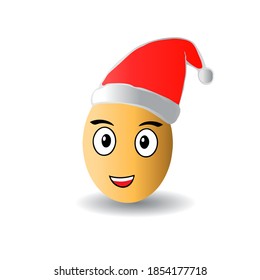 Cute egg character with Christmas hat vector