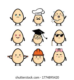 cute egg character design vector template, food brand vector