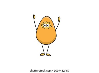 Cute Egg Character Exercising. Vector Illustration. Isolated on white background.