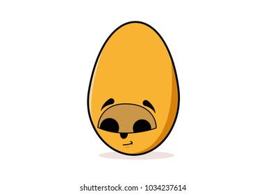 Cute Egg Character feeling Shy. Vector Illustration. Isolated on white background.