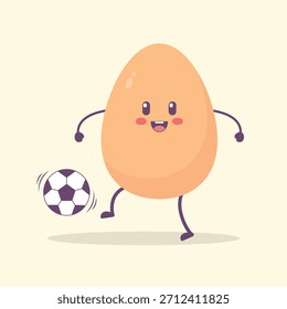 Personaje de huevo lindo jugando al fútbol - Vector Kawaii