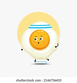 Cute egg character running competition