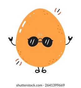 Cute egg character with sunglasses, hands in a rock and roll gesture, showing a fun and cheerful attitude.