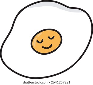cute egg clip art. png fired egg. sleepy and happy sunny sideup. vector art. mini illustration