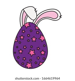 cute egg easter decorated with ears bunny vector illustration design
