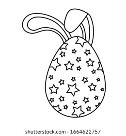 cute egg easter decorated with ears bunny vector illustration design