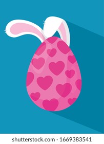 cute egg easter decorated with ears rabbit vector illustration design