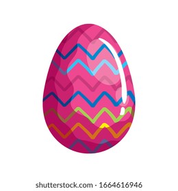 cute egg easter decorated with geometric lines vector illustration design