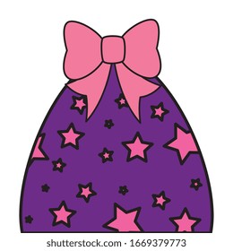 cute egg easter decorated with stars and bow ribbon vector illustration designicon