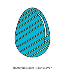 cute egg easter decorated with stripes vector illustration design