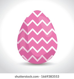 cute egg easter with geometric lines decorated vector illustration design