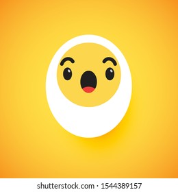 Cute egg emoticon face, vector illustration