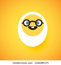 Cute egg emoticon face, vector illustration