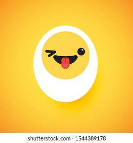 Cute egg emoticon face, vector illustration