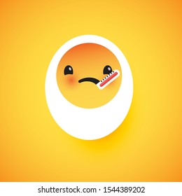 Cute egg emoticon face, vector illustration