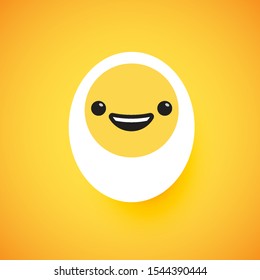 Cute egg emoticon face, vector illustration