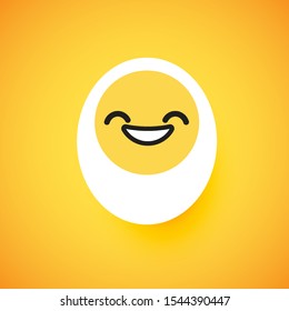 Cute egg emoticon face, vector illustration