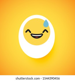 Cute egg emoticon face, vector illustration
