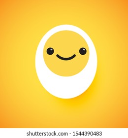 Cute egg emoticon face, vector illustration