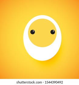 Cute egg emoticon face, vector illustration