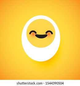 Cute egg emoticon face, vector illustration