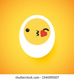 Cute egg emoticon face, vector illustration
