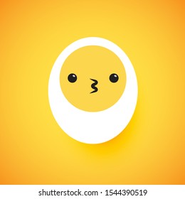 Cute egg emoticon face, vector illustration