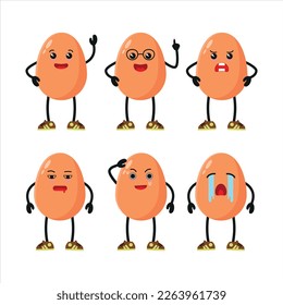 cute egg face expression with various activity vector