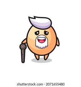 cute egg grandpa is holding a stick , cute style design for t shirt, sticker, logo element
