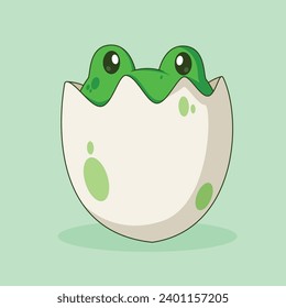 Cute egg green alligator character