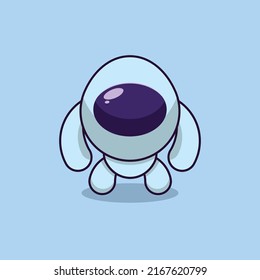 Cute Egg Head Robot. Cute Egg Head Cartoon Character Vector Icon Illustration