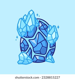 Ilustración del icono del vector de dibujos animados de elementos congelados de hielo de huevo. Vector Premium Aislado De Concepto De Icono De Objeto Animal. Estilo de dibujo plano