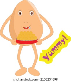 Cute egg with laddu plate vector illustration cartoon