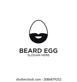 cute egg with mustache and bearded logo