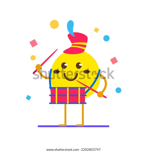 Cute Egg Playing Drum Instrument Marching Stock Vector (Royalty Free ...