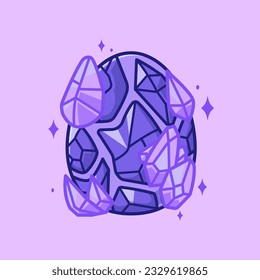Cute Egg Purple Diamond Element Cartoon Vector Icon Illustration. Animal Object Icon Concept Isolated Premium Vector. Flat Cartoon Style