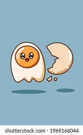 Cute egg with shell cartoon illustration